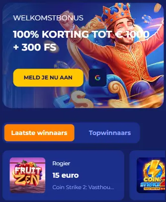Mobiele welkomstbonus Koning Casino