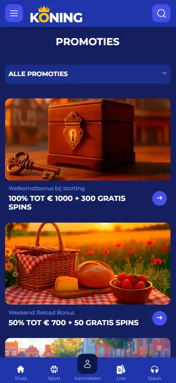 Promotiepagina Koning Casino