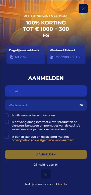 Registratieformulier Koning Casino